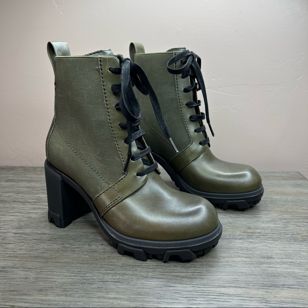 rag & bone Olive Green Lace-Up Combat Moto Boots - Picture 13 of 15